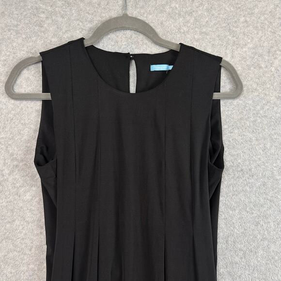J McLaughlin Clive Midi Dress Size XS Black Sleeveless Pleated Pocket Waist Tie - Picture 5 of 12